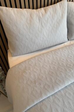 Powderlove 3 Parça Çift Kişilik Yatak Örtüsü 235x250 cm Gri - 3