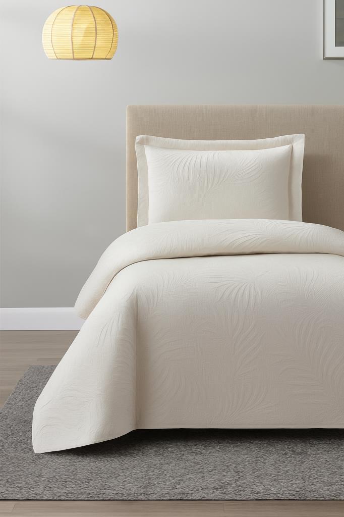 Prag Elyaf Dolgulu Tek Kişilik 180x240 Cm Yatak Örtüsü Bej - 1