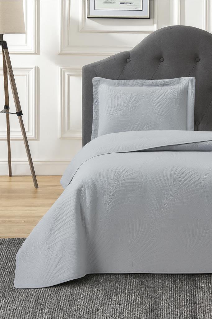 Prag Elyaf Dolgulu Tek Kişilik 180x240 Cm Yatak Örtüsü Gri - 1