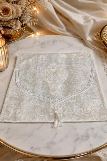 Prestij Kadife Zarf Bohça 43x43 cm Krem - Çeyiz Diyarı