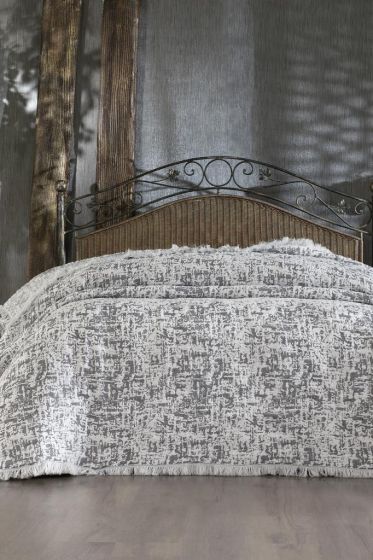 Puffy Pamuk Çift Kişilik Tek Battaniye 200x220 Antrasit - Çeyiz Diyarı