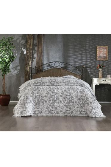 Puffy Pamuk Çift Kişilik Tek Battaniye 200x220 Antrasit - Çeyiz Diyarı (1)