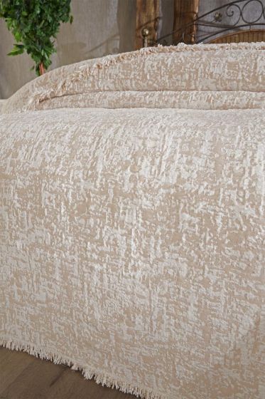 Puffy Pamuk Çift Kişilik Tek Battaniye 200x220 Bej - Çeyiz Diyarı (1)