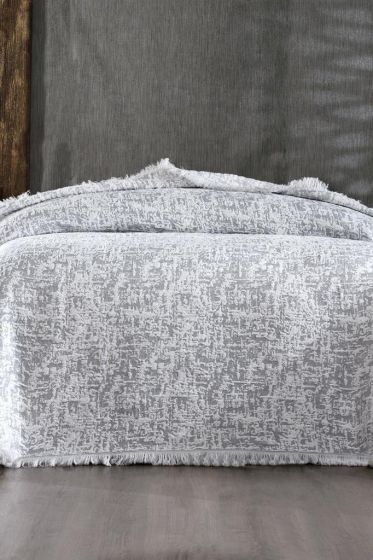 Puffy Pamuk Çift Kişilik Tek Battaniye 200x220 Gri - Çeyiz Diyarı