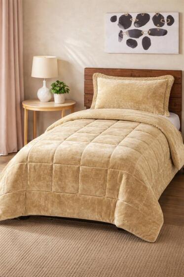 Pumi Tek Kişilik Yorgan Takımı 180x230 Cm Cappucino - Çeyiz Diyarı