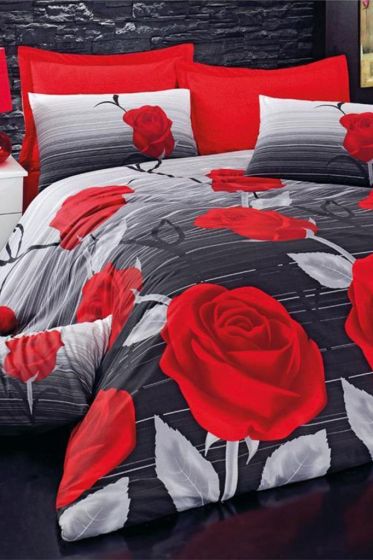 Purple Dream %100 Pamuk Tek Kişilik Nevresim Takımı Kırmızı - Çeyiz Diyarı (1)