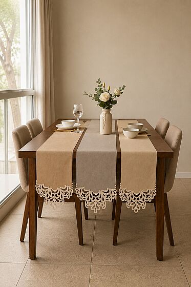 Queen Keten Aplikeli Runner 40x120 cm - Çeyiz Diyarı