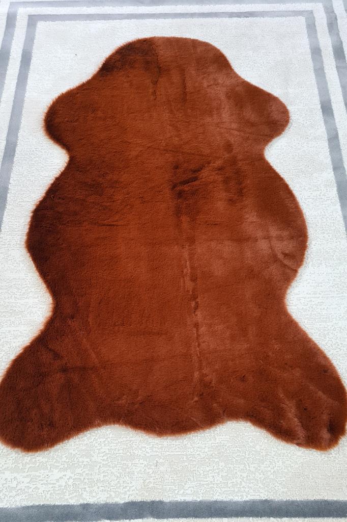 Rabbit Postu Tüylü Kaydırmaz Halı 80x150 Cm Acı Kahve - 3