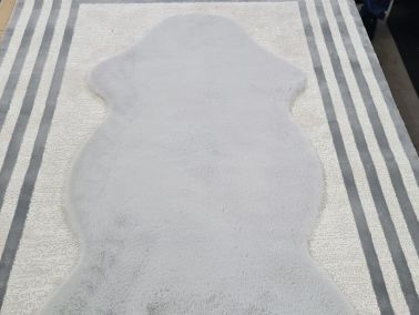 Rabbit Postu Tüylü Kaydırmaz Halı 80x150 Cm Açık Gri - 1