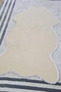 Rabbit Postu Tüylü Kaydırmaz Halı 80x150 Cm Beyaz - 6