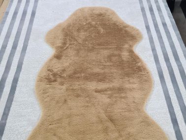 Rabbit Postu Tüylü Kaydırmaz Halı 80x150 Cm Cappucino - 1