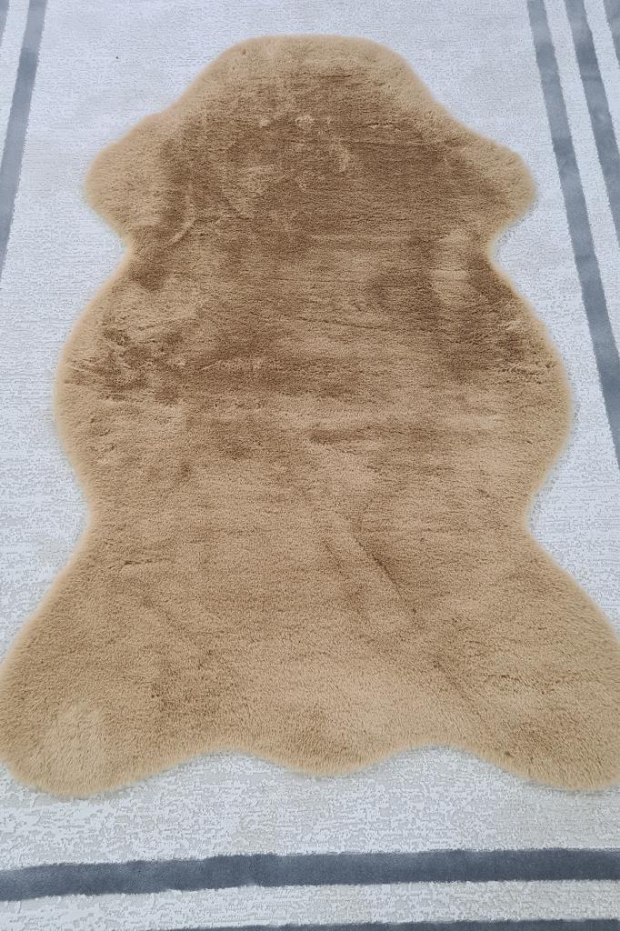 Rabbit Postu Tüylü Kaydırmaz Halı 80x150 Cm Cappucino - 3