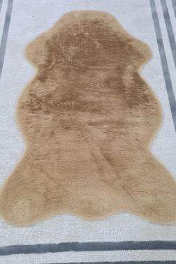 Rabbit Postu Tüylü Kaydırmaz Halı 80x150 Cm Cappucino - 3