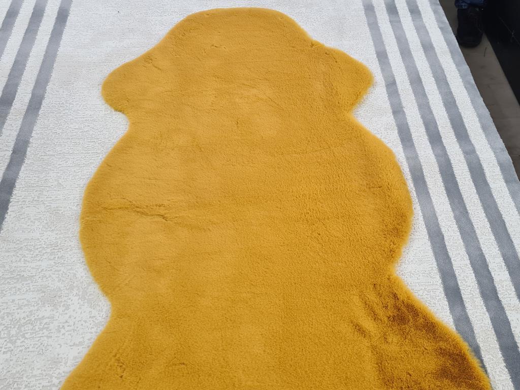 Rabbit Postu Tüylü Kaydırmaz Halı 80x150 Cm Hardal - 1