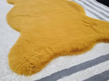 Rabbit Postu Tüylü Kaydırmaz Halı 80x150 Cm Hardal - 2