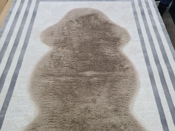 Rabbit Postu Tüylü Kaydırmaz Halı 80x150 Cm Kahverengi - Çeyiz Diyarı