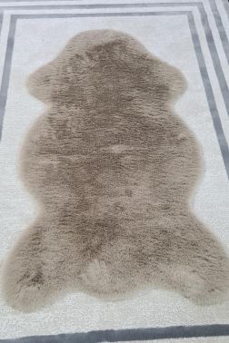 Rabbit Postu Tüylü Kaydırmaz Halı 80x150 Cm Kahverengi - 3