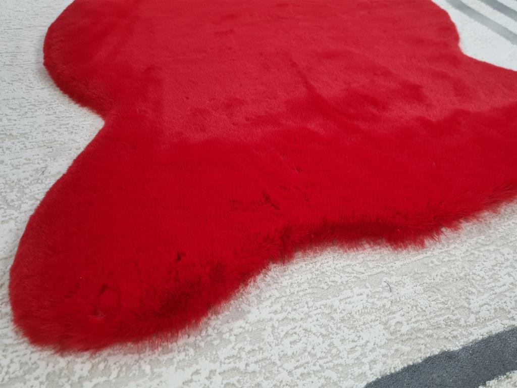 Rabbit Postu Tüylü Kaydırmaz Halı 80x150 Cm Kırmızı - 2
