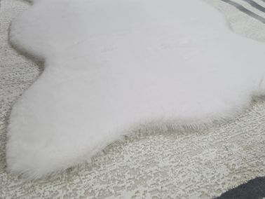 Rabbit Postu Tüylü Kaydırmaz Halı 80x150 Cm Krem - 2