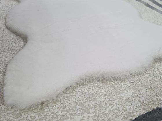 Rabbit Postu Tüylü Kaydırmaz Halı 80x150 Cm Krem - Çeyiz Diyarı (1)