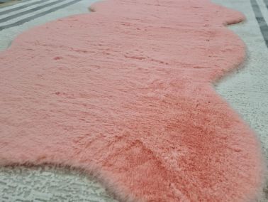 Rabbit Postu Tüylü Kaydırmaz Halı 80x150 Cm Pembe - 2