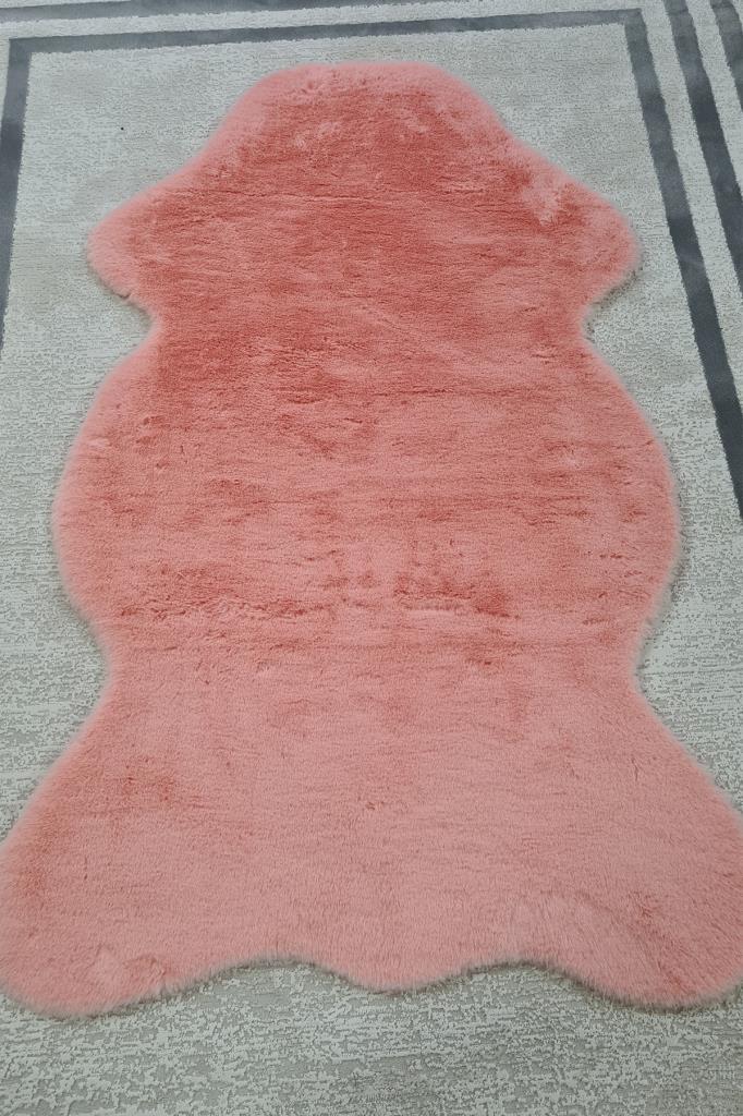 Rabbit Postu Tüylü Kaydırmaz Halı 80x150 Cm Pembe - 3