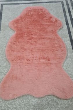 Rabbit Postu Tüylü Kaydırmaz Halı 80x150 Cm Pembe - 3