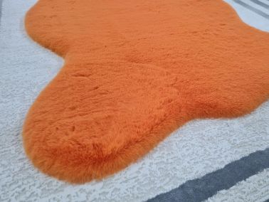 Rabbit Postu Tüylü Kaydırmaz Halı 80x150 Cm Turuncu - 2