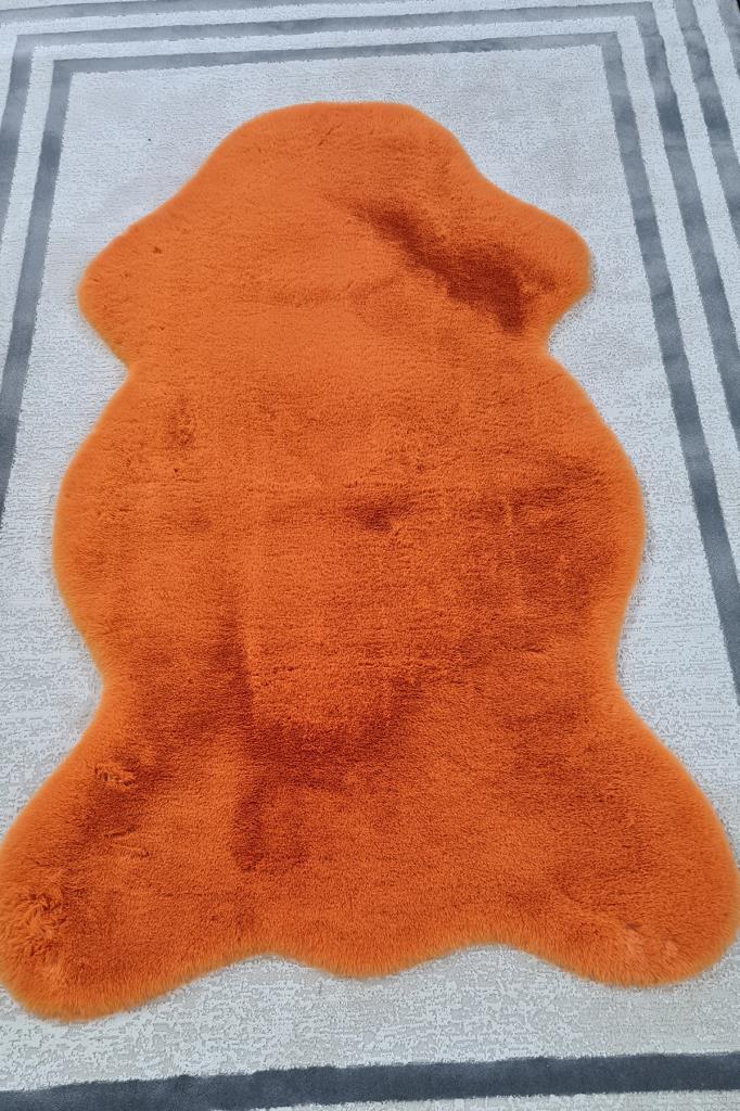 Rabbit Postu Tüylü Kaydırmaz Halı 80x150 Cm Turuncu - 3