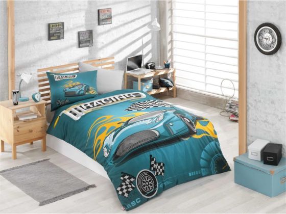 Racing Tek Kişilik Nevresim Takımı Turkuaz - Hobby