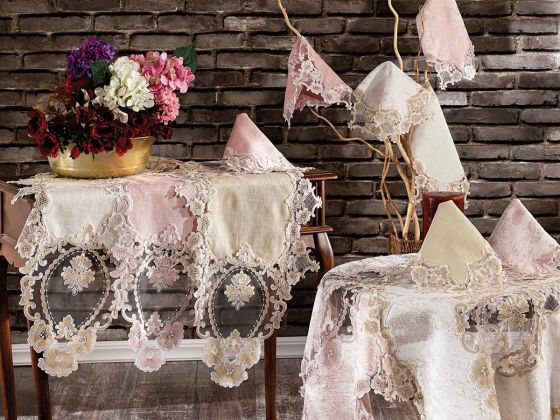 Rana Keten Salon Takımı 5 Parça Ekru - Çeyiz Diyarı