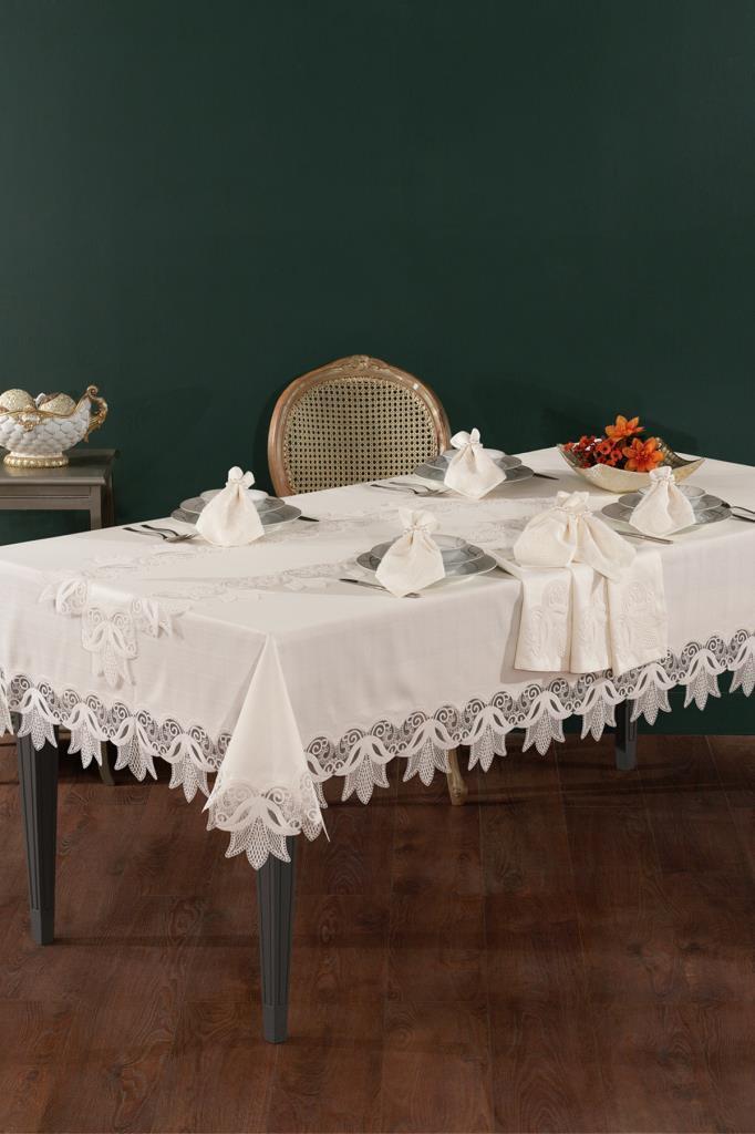Rengin Masa Örtüsü Takımı 26 Parça Ekru - 1