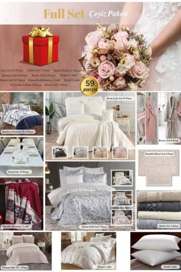 Resta Golden 59 Parça Evlilik Seti Krem - Çeyiz Diyarı