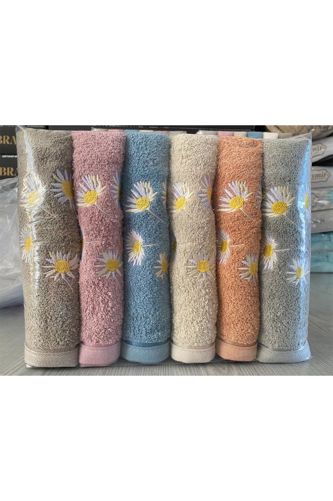 Rita Nakışlı 6 lı El Yüz Havlu Takımı - 1