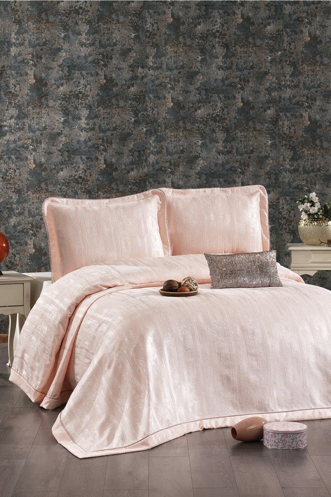 Riva Şönil Çift Kişilik Yatak Örtüsü 260x260 cm Somon - 1