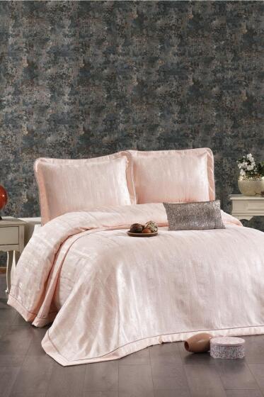 Riva Şönil Çift Kişilik Yatak Örtüsü 260x260 cm Somon - Çeyiz Diyarı