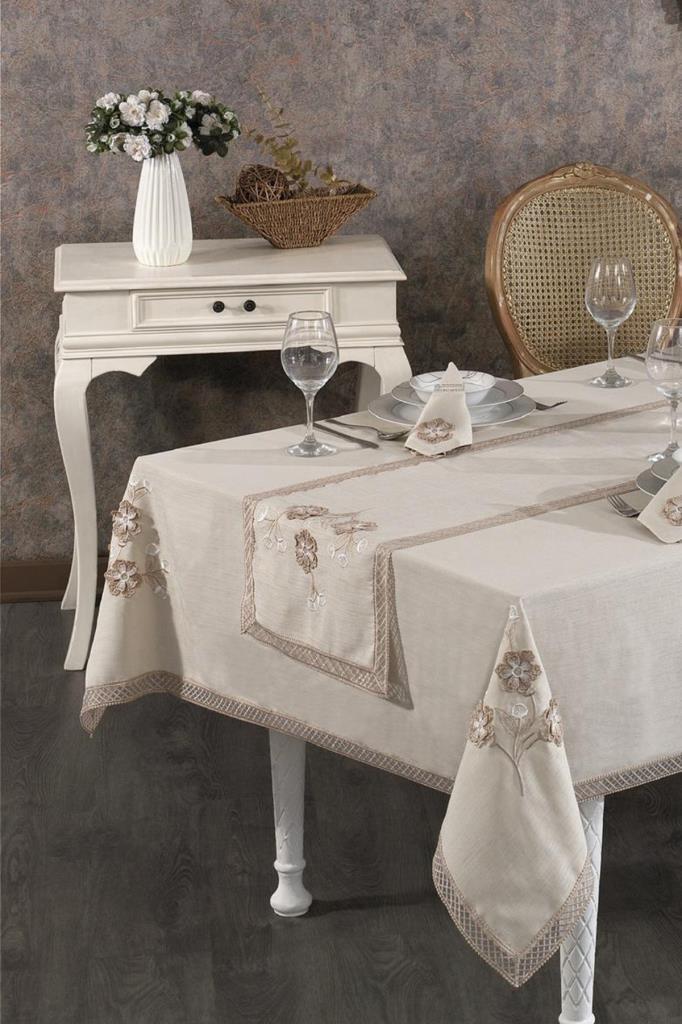 Rose Fransız Dantelli Yemek Takımı - 25 Parça Cappucino - 1