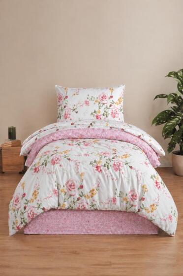 Rose Tek Kişilik Nevresim Takımı Pembe - Çeyiz Diyarı