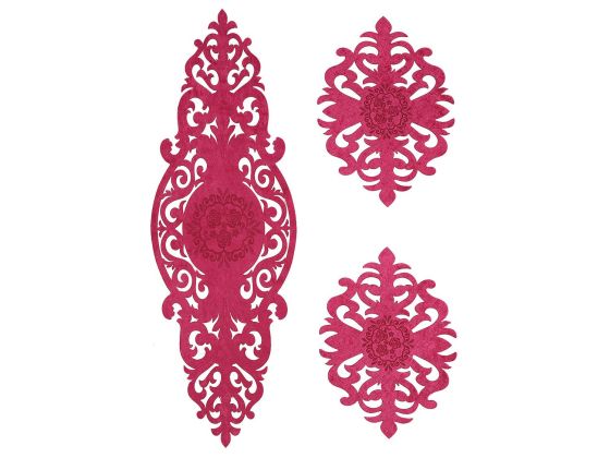 Roseart Kadife Salon Takımı 3 Parça Fuşya - Çeyiz Diyarı