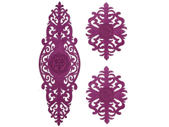 Roseart Kadife Salon Takımı 3 Parça Mürdüm - Çeyiz Diyarı
