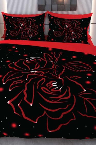 Rosey Mikro Saten 3D Dijital Baskılı Çift Kişilik Nevresim Takımı - Çeyiz Diyarı