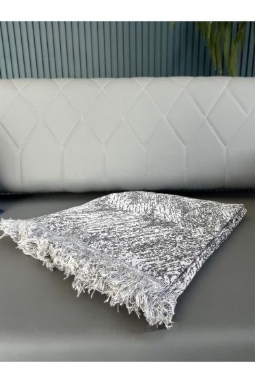 Saçaklı Lüks Koltuk Örtüsü 170x220 Cm Antrasit - Çeyiz Diyarı (1)