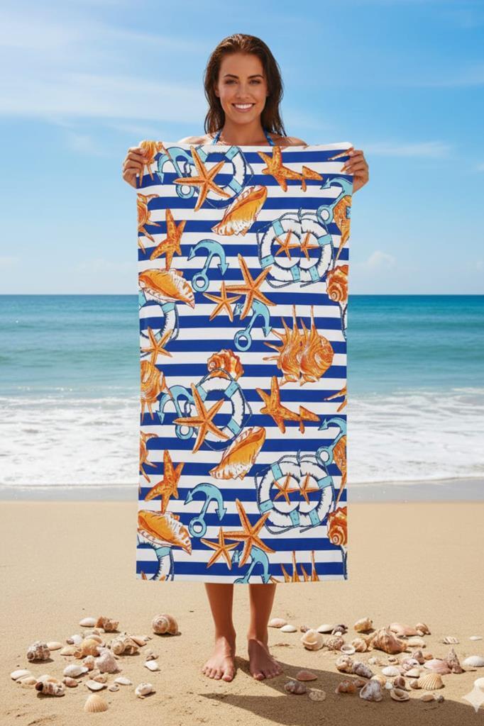 Sahil %100 Pamuk 75x150 cm Plaj Havlusu - 1