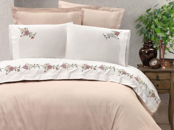 Sahra Nakışlı Nevresim Takımı Bej - Çeyiz Diyarı