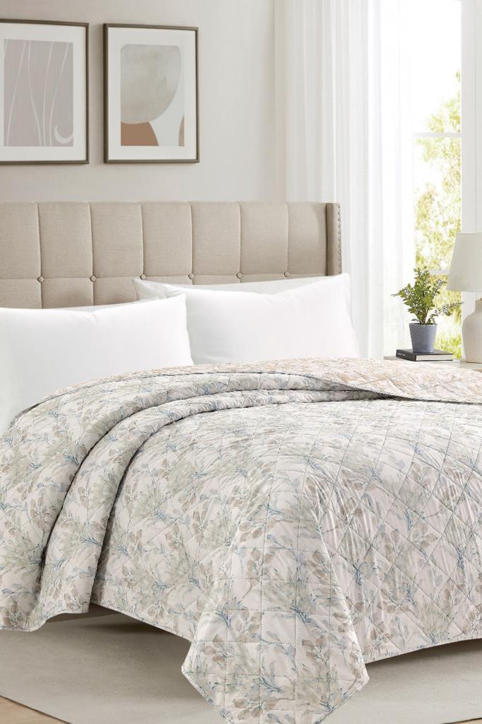 Sakura Elyaf Dolgulu Çift Taraflı Çift Kişilik 200x220 cm Kırlentsiz Tek Pike Krem - 1