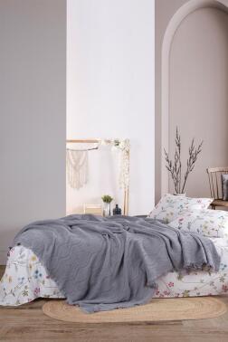 Şalemar 4 Parça Çift Kişilik Pike Takımı Gri - 1