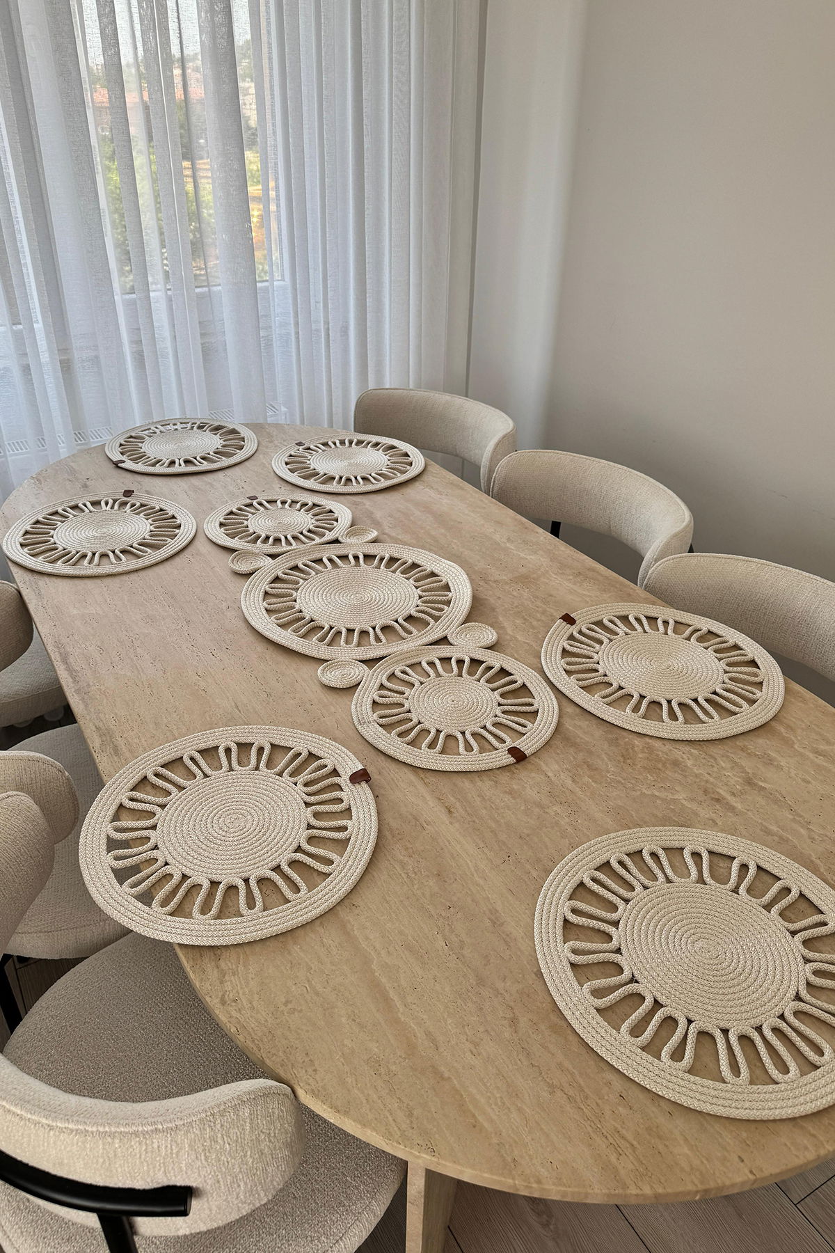 Salin Lüks Jüt 7 Parça Yemek Takımı Krem - 3
