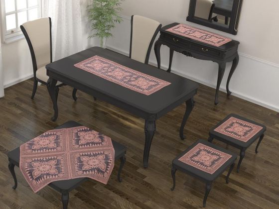 Salvia Kordone İşlemeli 5 Parça Salon Takımı - Çeyiz Diyarı