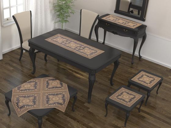 Salvia Kordone İşlemeli 5 Parça Salon Takımı - Çeyiz Diyarı (1)