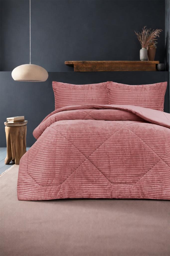 Saray Çift Kişilik Yatak Örtüsü 220x240 Gül Kurusu - 1